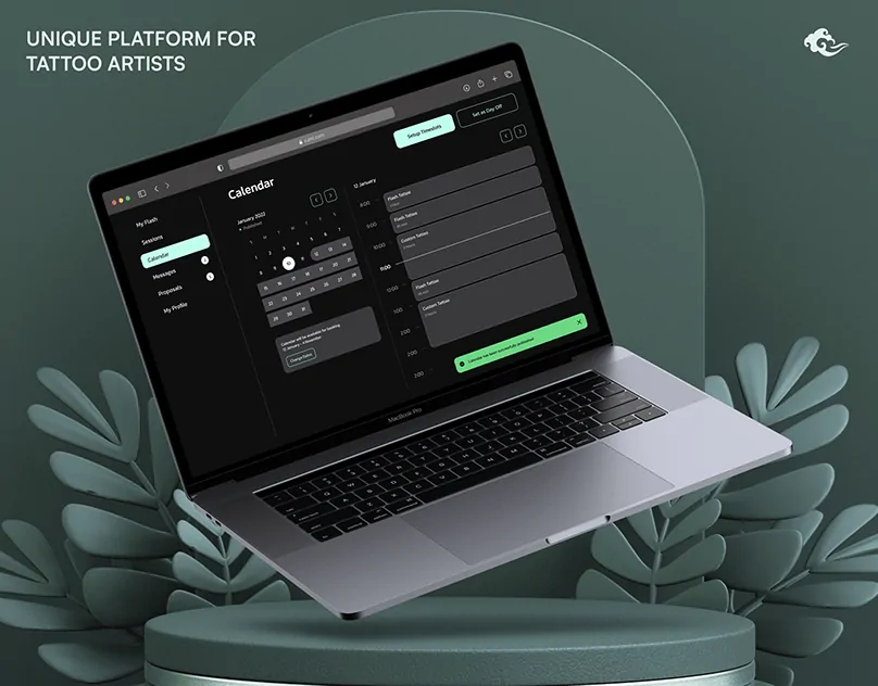 Zumi tattoo booking platform on a laptop